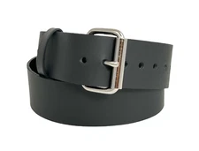 Genuine Leather Belt Black 1.50" Wide One Solid Piece Leather snap Off Buckle MC