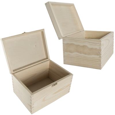Rechteckige unbemalte Andenken Holzkiste 8,6 x 6,2 x 5,1'' / Schmuck Memory Case