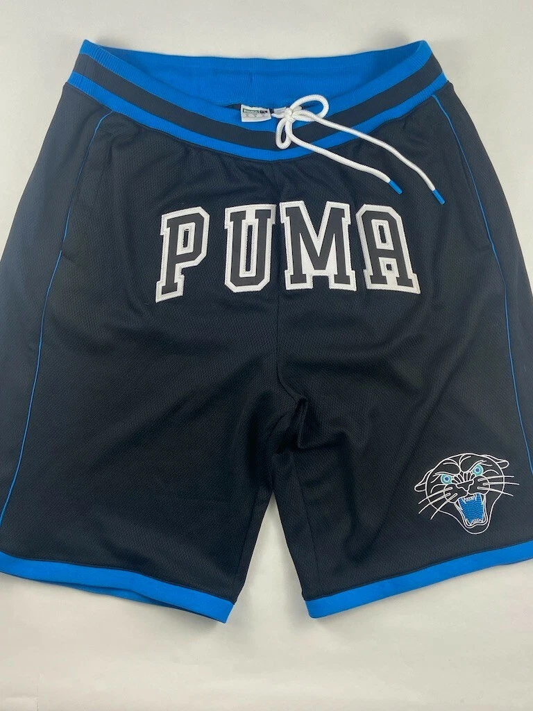 PUMA Mens Basketball Mesh Shorts Spell Out Black Blue Last Dayz XL