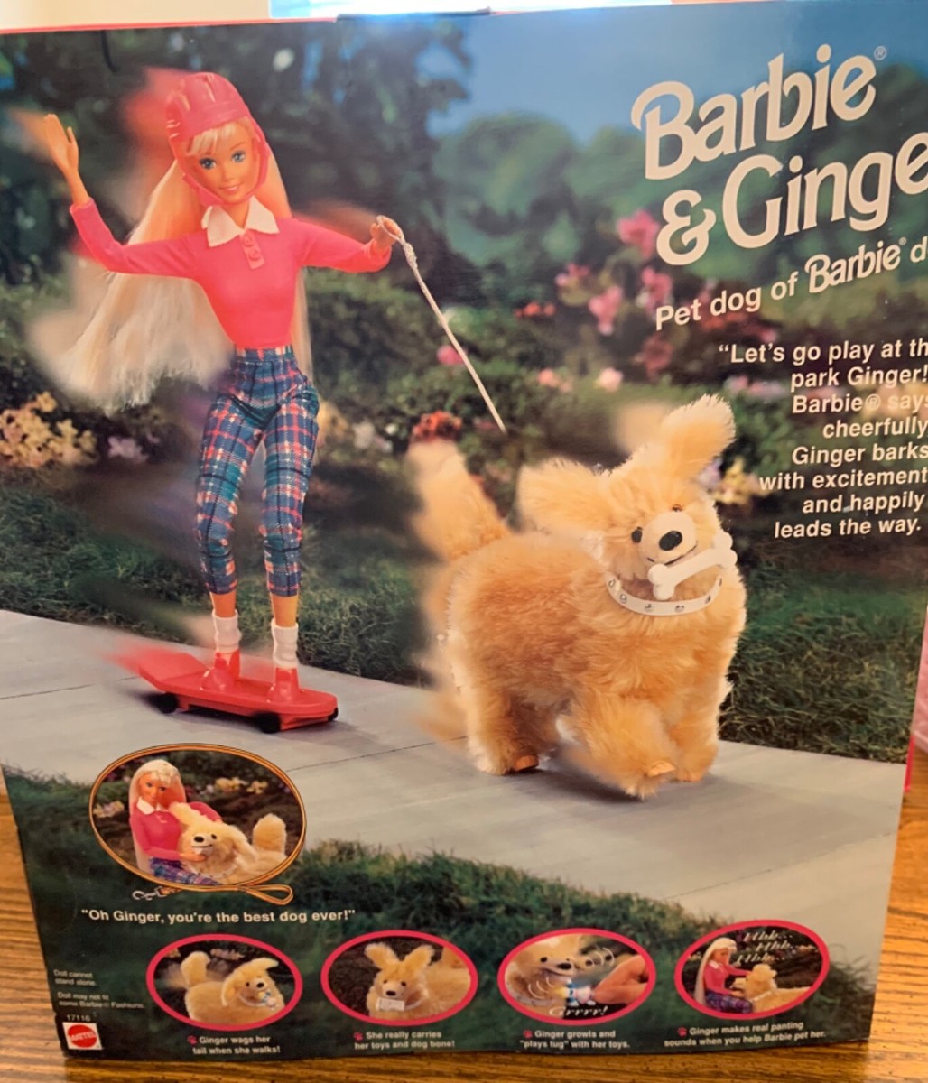 1997 Barbie and Ginger Playset- Pet Dog Really Walks & Barks
