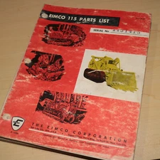EIMCO 115 Steel Mill Excavator Parts Manual Book crawler track loader catalog