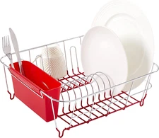 Sweet Home Collection Metal 2 Piece Dish Drying Rack Set Drainer with Utensil Ho