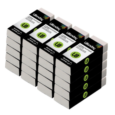20x Radierer Radiergummi PVC-frei für Blei und Buntstifte weiß 60x21x11mm Wonday