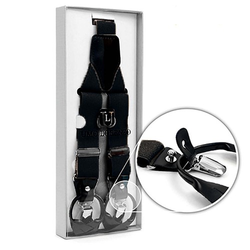 Tirantes convertibles con botones o clip con adornos de cuero (negro) - Imagen 2 de 3