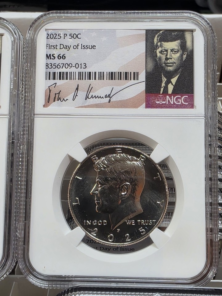 2025 P D KENNEDY NGC MS66 HALF DOLLAR 2 COIN SET FIRST DAY ISSUE (As ...
