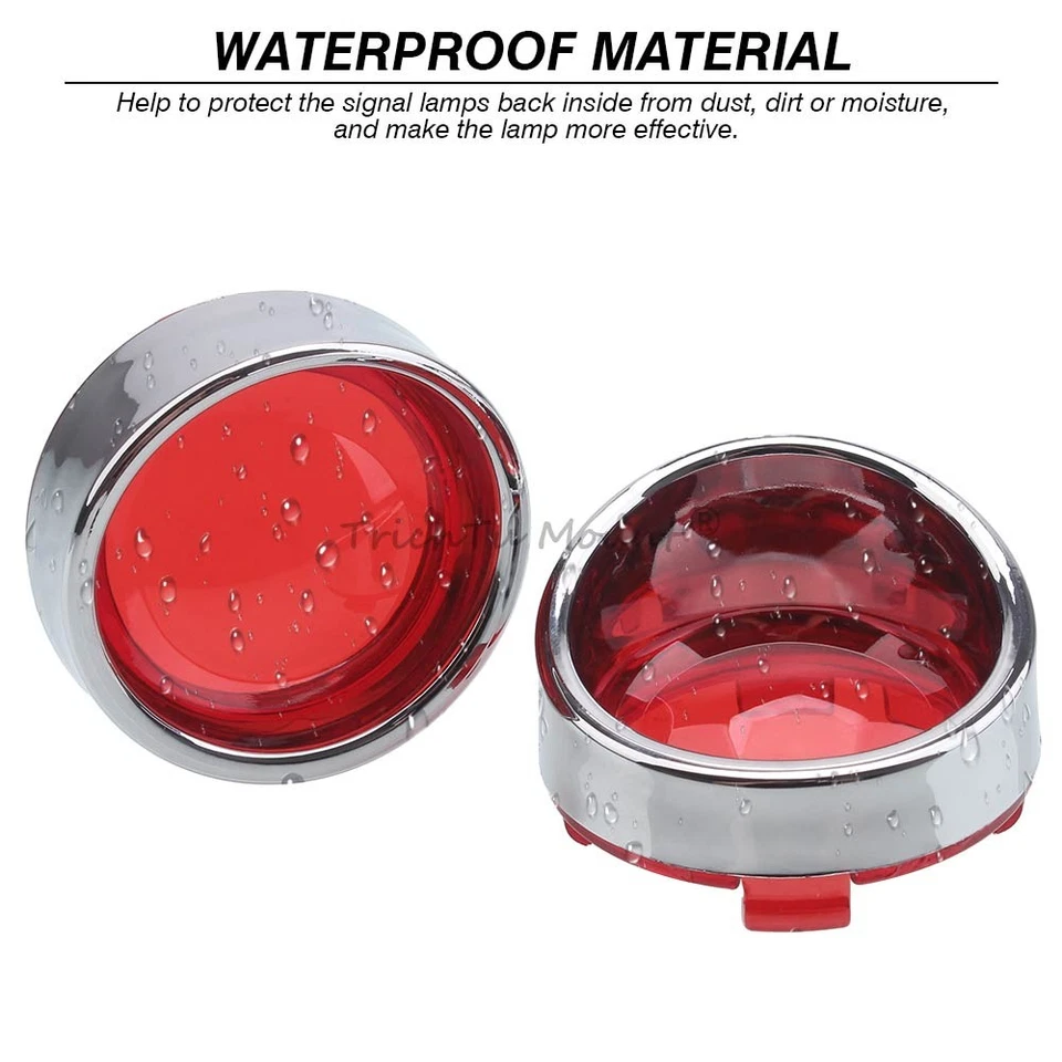 4 piezas Luz de señal de giro roja Lente Cubierta Biseles Visera para Harley Touring Sportsters Foto 3 de 4