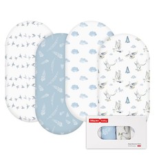 Bassinet Sheets 4 Pack, Breathable Cozy Fitted Mattress Sheet, Elastic Travel...