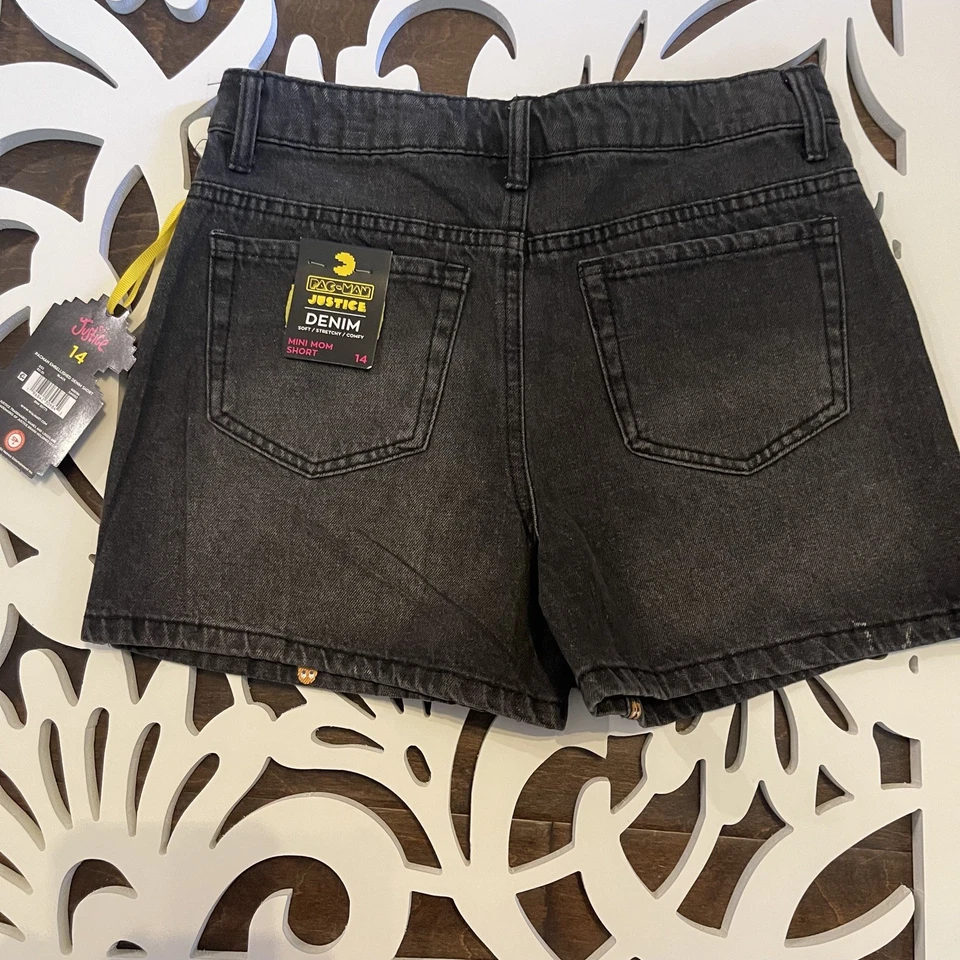 Pantalones Cortos Vaqueros Justice Girl’s Pac-Man Denim Talla 14 Años 80 Embellecidos Foto 4 de 4