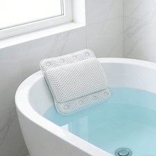 Bathtub Pillow, with Multiple Suction Cups, for Supporting the Neck, and Head