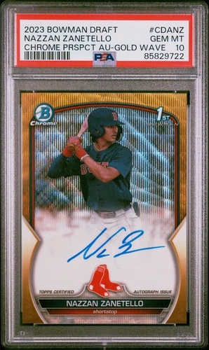 2023 Bowman Draft Chrome 1st Auto Nazzan Zanetello Gold Wave /50 PSA 10