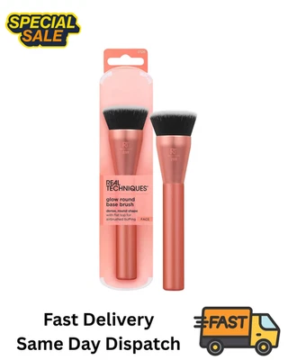 Real Techniques Glow Round Base Makeup Brush, For Liquid and Cream Makeup, Flat