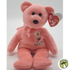 Ty Beanie Baby Georgia Cherokee Rose the Bear with Pink Ribbon Plush