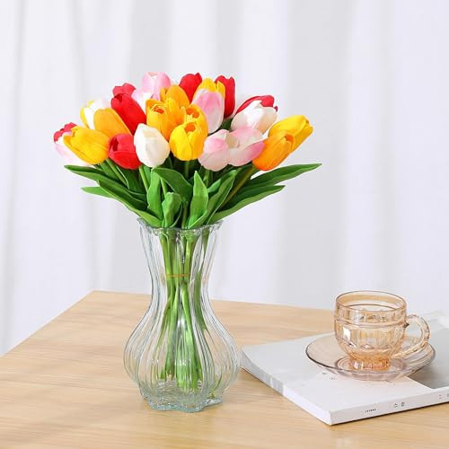 SITUMEIZI Fake Flowers Tulips Artificial Silk Flower 15pcs Real Touch 14" for - Picture 4 of 6