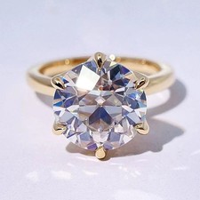 3.30Ctw Round OEC Moissanite Petal Prong Engagement Ring 14k Yellow Gold Plated