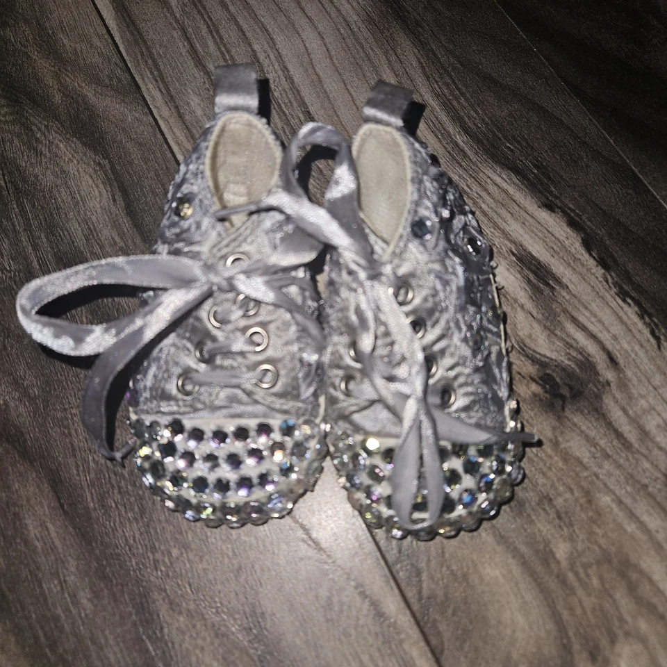 Botines de estrás para niñas 6-9 meses zapatos de cuna de satén Foto 3 de 4