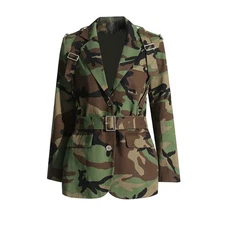 Fashion Camouflage Suit 2025 New Printed Lace Up Waist beltedSlimming Jackets