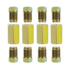 4 Sets of 3/16” Brake Line Tubing Unions (Connectors) with 8 Nuts (3/8 