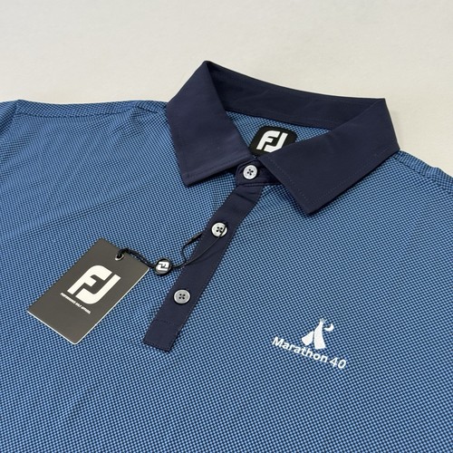 FootJoy NWT Men's Polo Golf Shirt Small Checkered Pattern Performance Blue Large