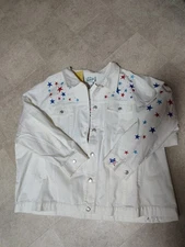 Quacker Factory 3x Denim Jacket Star-Embellished Patriotic New With Tags