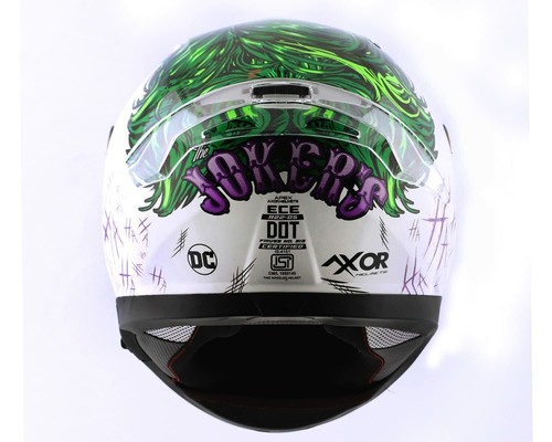 Casco de motocicleta Axor Apex "DC Joker" con visera azul iridio transparente y extra - Imagen 4 de 26
