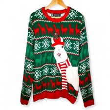 33Degress Llama with Scarf Holiday Christmas Ugly Sweater Men's Party Chunky L