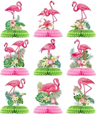 9Pcs Flamingo Honeycomb Centerpieces Luau Table Decorations Tropical Decor Ideas