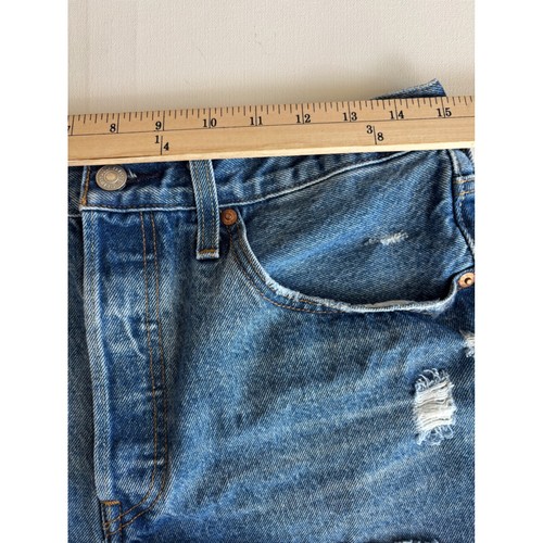 Levi's 501 Original Fit Jean Denim Shorts Women's Size 30 High-Rise Distressed - Picture 9 of 12