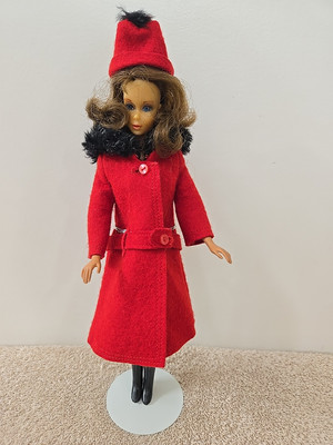 1968 TNT #1160 Brown-Red Hair Barbie Doll Wearing It's Cold Outside Coat #0819