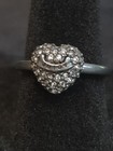 Juicy Couture Vintage Size 6-3/4 Pave Set Rhinestone Heart Ring Black Silver  — photo 1