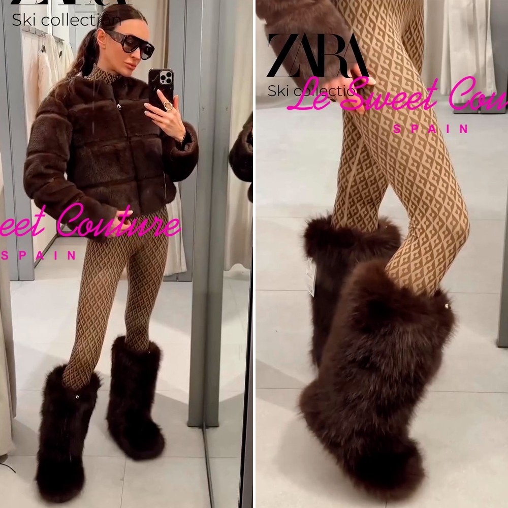 ZARA WOMAN NWT FW25 BROWN FAUX FUR BOOTS SKI COLLECTION ALL SIZES