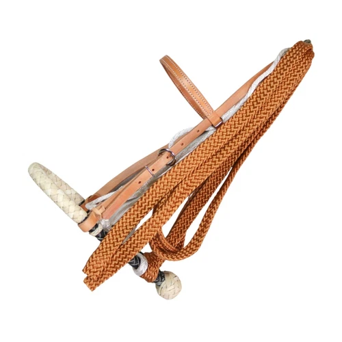 Cowboy Braided Bosal Breaking Hackamore Brown Reins