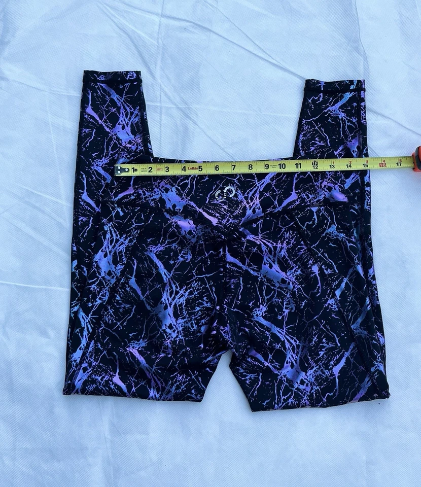 Botas de Combate Curves N Azul/Púrpura Tie Dye Brillantes Leggings Talla-M Con Bolsillo Foto 3 de 4