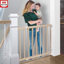 Stairway Swing Baby Safety Gate Wood Child Barrier One Handed Operation 28-42in
