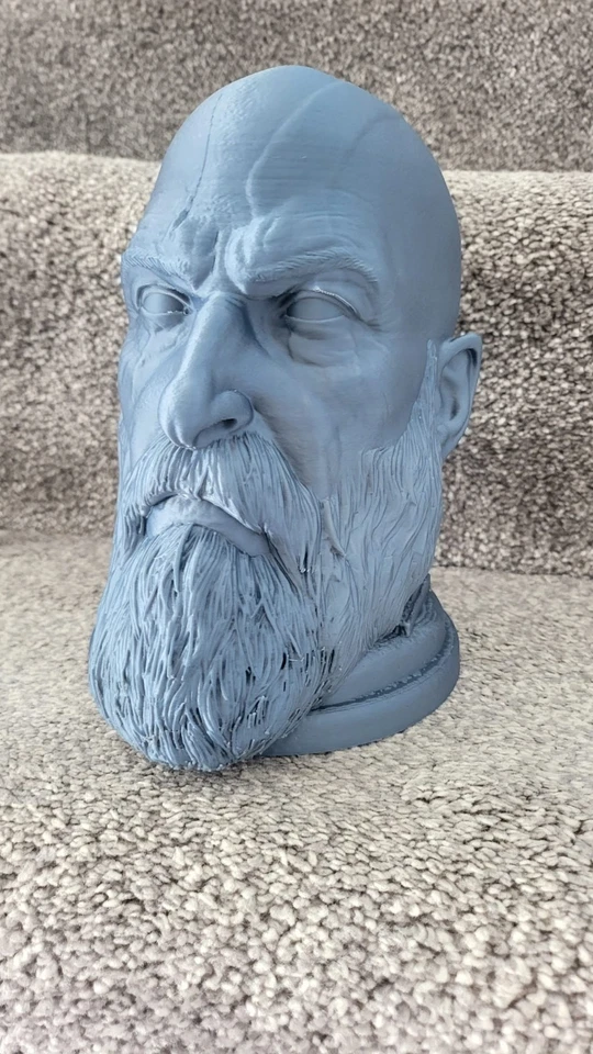 Kratos God of War Headphone Stand – Grey PLA Display | 20cm Tall