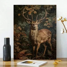 Vintage Animal Buck Framed Canvas Stretched Ready to Hang 50x40 Home decor Gift