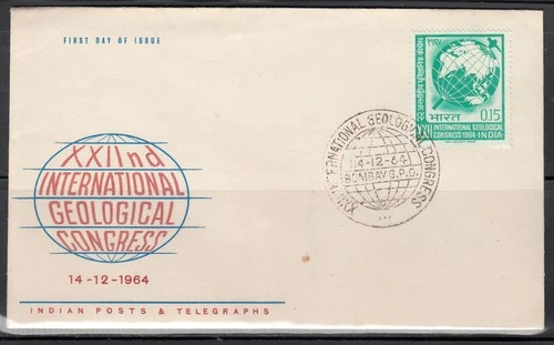 INDIA 1964 GEOLOGICAL CONGRESS SCOTT 395 FDC FIRST DAY COVER UNUSED