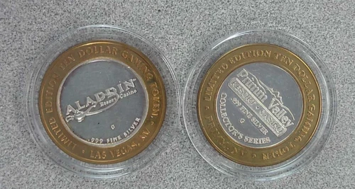 Lot of 2 Casino $10 Silver Strikes .600 per ounce of .999 each 1.20 ASW (A012)