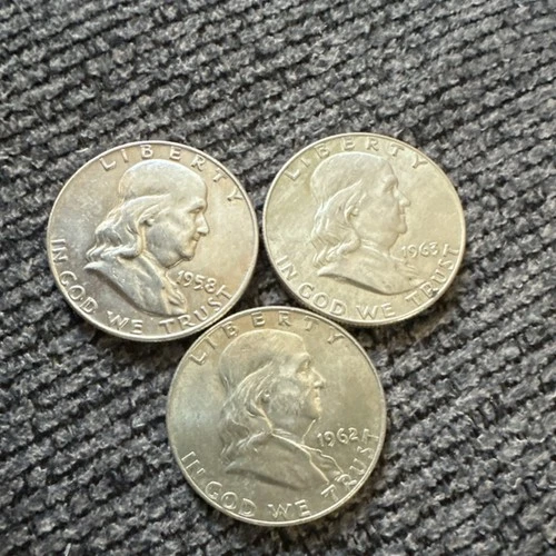 Franklin Half Dollar Silver Lot 1958 1962 1963 Liberty Bell Reverse 50C