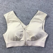 Tommie Copper Shoulder Support Bra Womens Large Beige Zip Front Active Gym Top