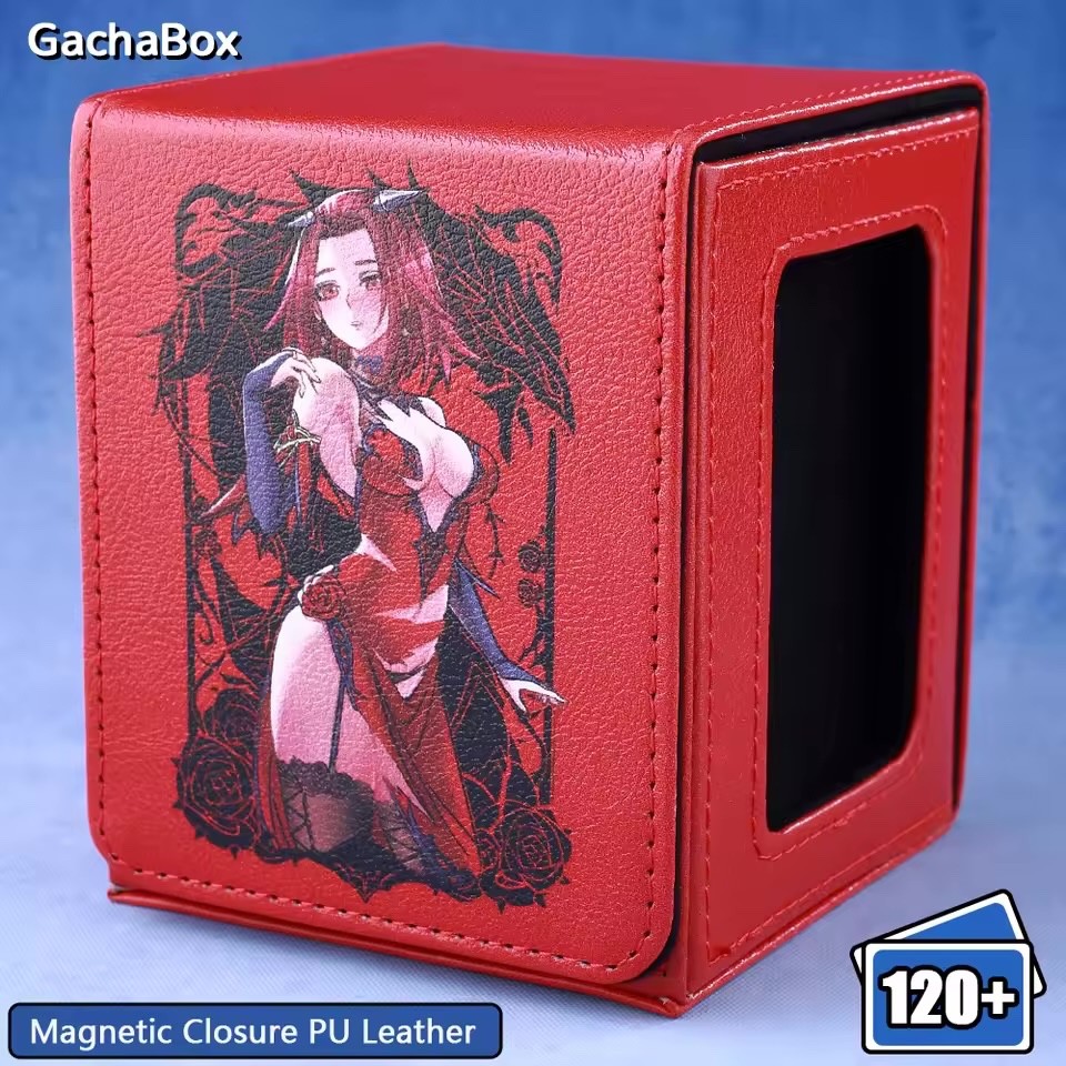 Black Rose Dragon ​Trading Card Storage Deck Box with Display Window, Holds 120+