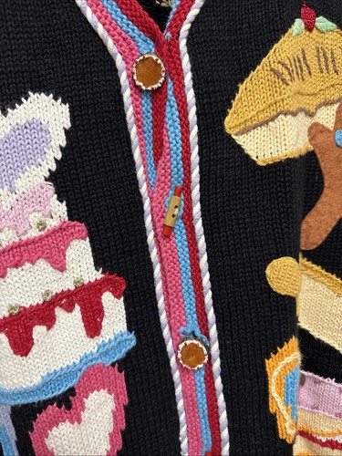 VTG HSN Handknits Storybook Knits Cardigan Sweater Women’s Baking Colorful Sz 3X - Picture 6 of 7