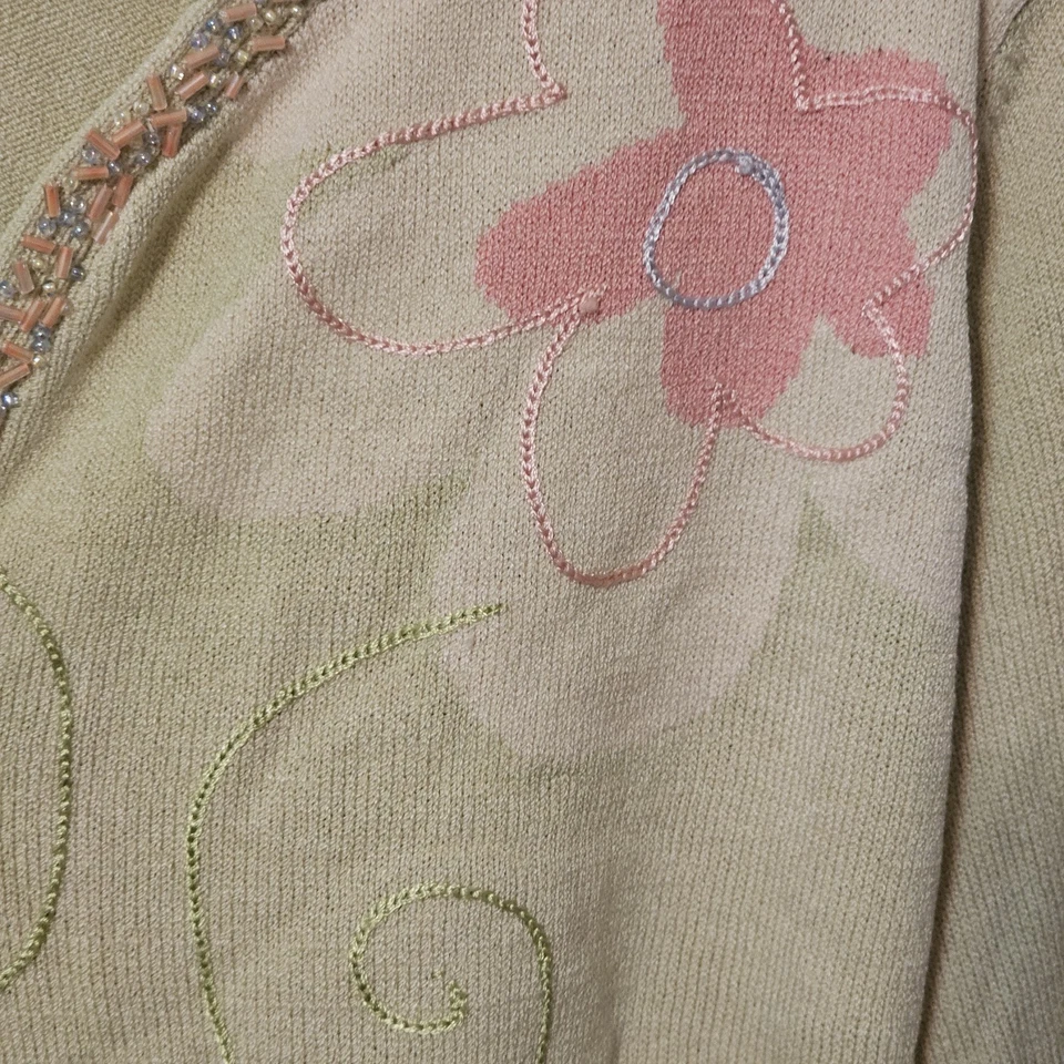 Suéter Sigrid Olson Mezcla Seda Floral Bordado Vintage Talla L Y2k Cuentas Foto 2 de 4