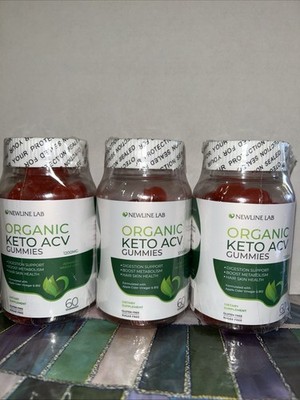 3 Pack Organic  Newline Lab Keto  ACV - 180 Apple Cider Vinegar Gummies Exp.1/26