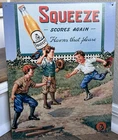 Vintage Baseball Squeeze Scores Again Youth Baseball Nostalgia Tin Sign 12X15.5