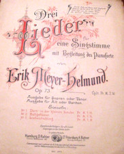 Belmund DREI LIEDER for eine singstimme. Spartito d'epoca