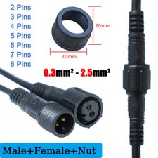 2/3/4/5/6/7/8 Pins Waterproof Cable Connector Plug Male Female Rainproof Outdoor