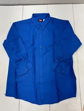 Red Kap Blue Long Sleeve Button Up Work Shirt Mens Size 4XL