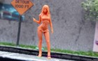 miniture 1/64 figure sexy coser super girl  fit 1:64 car street unpaint diorama