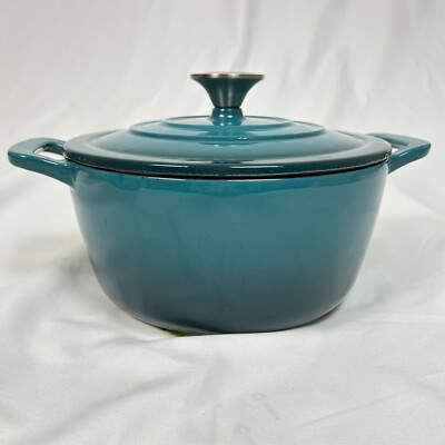 NIB FOOD NETWORK CAST IRON ENAMEL POT DUTCH OVEN QT Ombre Turquoise New 
