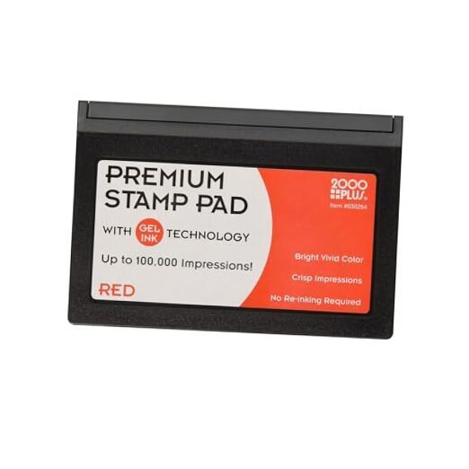 Stamp Pad, Premium Gel Stamp Pad for Red Ink, Size Number 1 Count (Pack of 1)